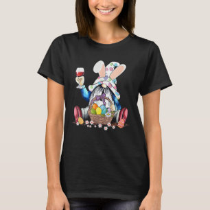 Funny Gnome Easter Hippie Egg Drinking Wine Lovers T-Shirt