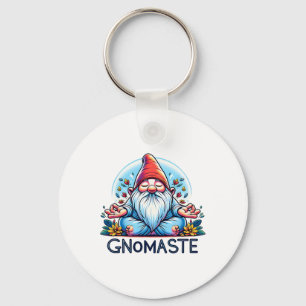 Funny Gnome Gnomaste Namaste Yoga Meditation Key Ring