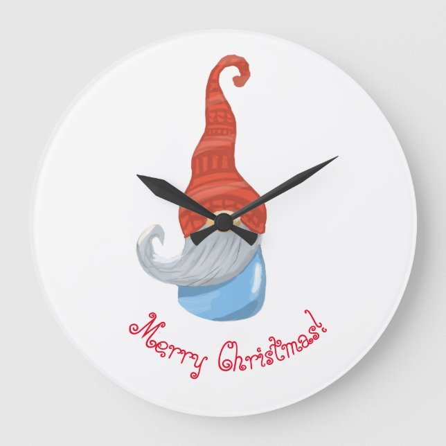 Funny gnome  large clock (Front)