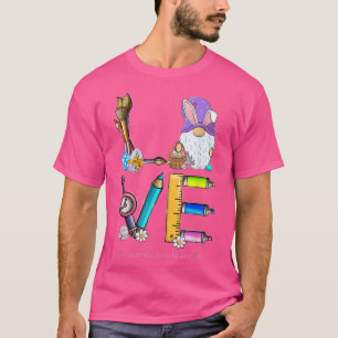 Funny Gnome LOVE Kindergarten Teacher Bunny Easter T-Shirt