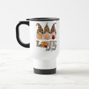 Funny Gnome loves fall, pumpkin season Travel Mug