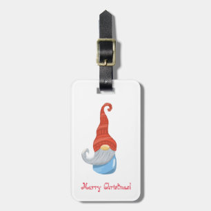 Funny gnome luggage tag