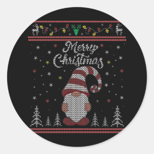 Funny Gnome Merry Christmas Classic Round Sticker