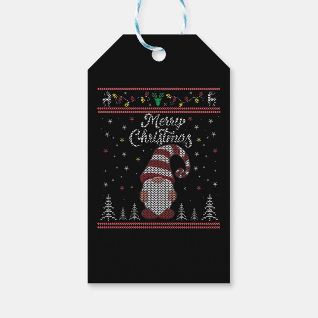 Funny Gnome Merry Christmas Gift Tags (Back)