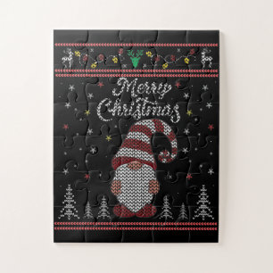 Funny Gnome Merry Christmas Jigsaw Puzzle