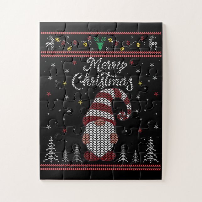 Funny Gnome Merry Christmas Jigsaw Puzzle (Vertical)