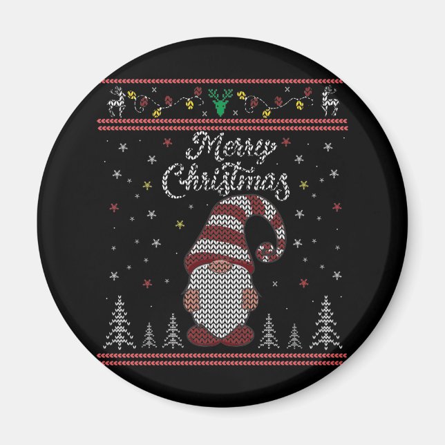 Funny Gnome Merry Christmas Magnet (Front)