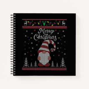 Funny Gnome Merry Christmas Notebook