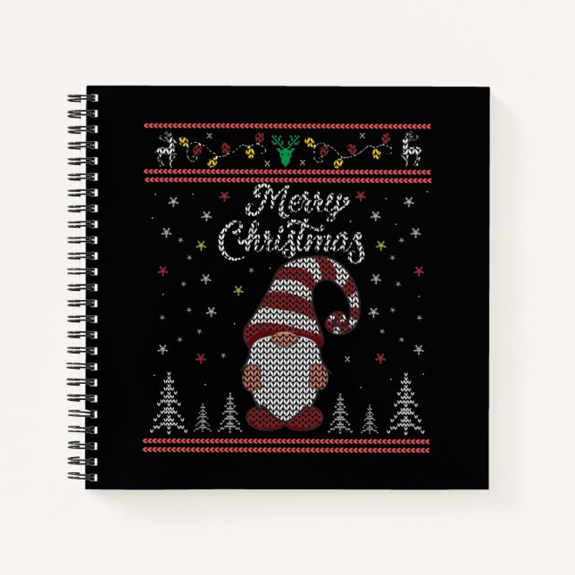 Funny Gnome Merry Christmas Notebook (Front)