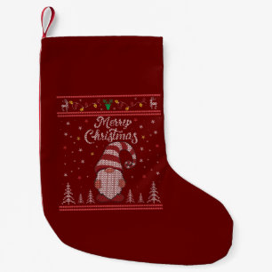Funny Gnome Merry Christmas Small Christmas Stocking
