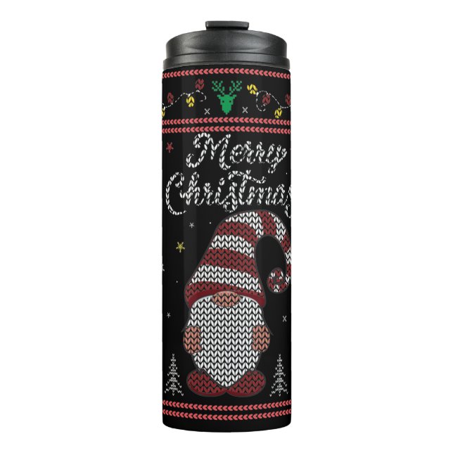 Funny Gnome Merry Christmas Thermal Tumbler (Front)