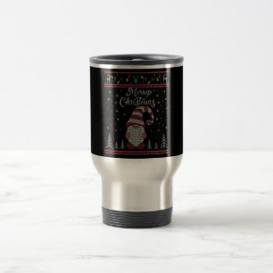 Funny Gnome Merry Christmas Travel Mug