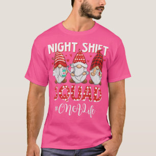 Funny Gnome Night Shift Squad CNA Life Nurse Valen T-Shirt