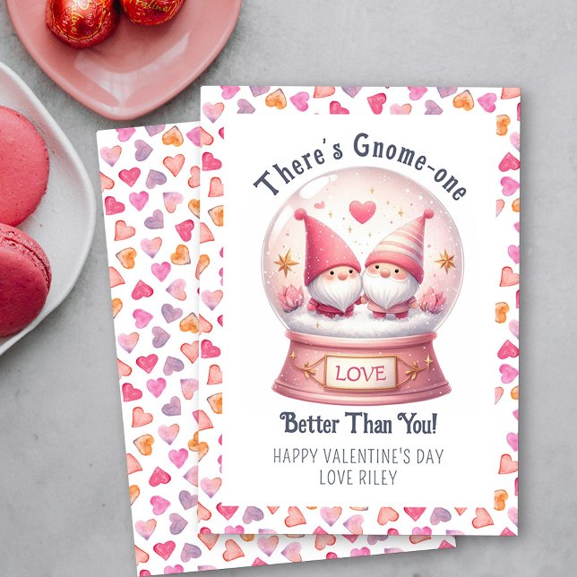 Funny Gnome One Better Than You Valentine's Day  Holiday Card (Funny Valentine Card .. There's Gnome-one better than you - Order Printed or Instand Download)