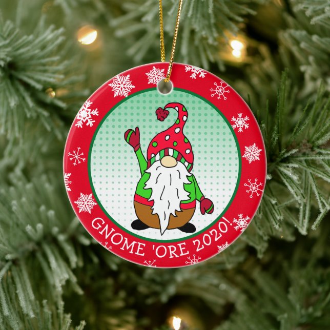 Funny Gnome Pun Christmas Ceramic Tree Decoration (Tree)