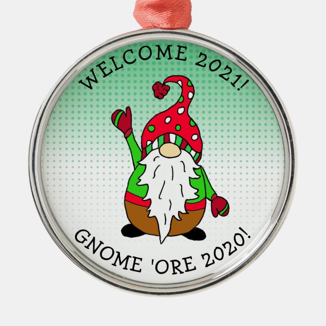 Funny Gnome Pun Christmas Metal Tree Decoration (Front)