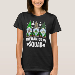 Funny Gnome Shenanigans Squad Shamrock St Patricks T-Shirt