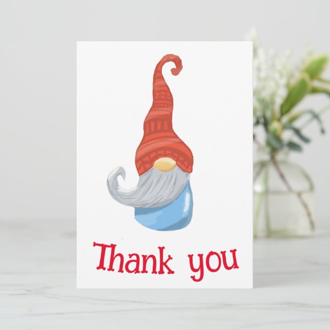 Funny gnome thank you card (Standing Front)