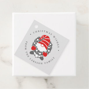 Funny Gnome with Garland Festive Christmas Grey Favour Tags