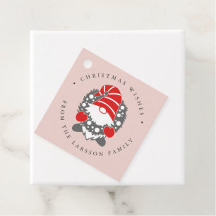 Funny Gnome with Garland Festive Christmas Pink Favour Tags