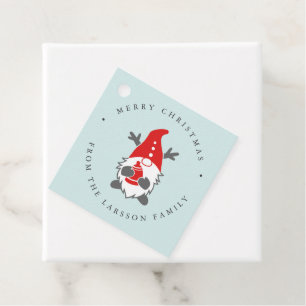 Funny Gnome with Reindeer Antlers Christmas Mint Favour Tags