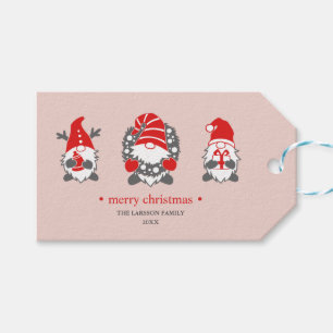 Funny Gnomes   Christmas Holidays Pink Gift Tags