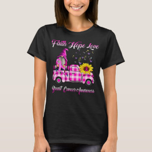 Funny Gnomes Faith Hope Love Breast cancer T-Shirt