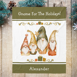 Funny Gnomes Gift Blanket with Name