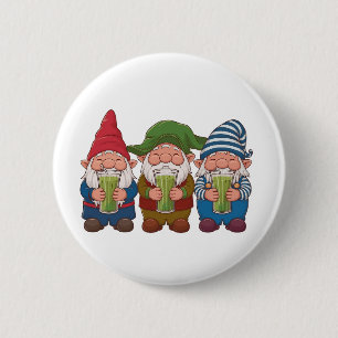 Funny Gnomes Holding a Matcha Drink Magical 6 Cm Round Badge