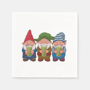 Funny Gnomes Holding a Matcha Drink Magical Napkin