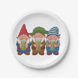 Funny Gnomes Holding a Matcha Drink Magical Paper Plate