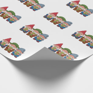 Funny Gnomes Holding a Matcha Drink Magical Wrapping Paper