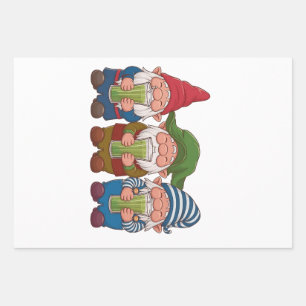 Funny Gnomes Holding a Matcha Drink Magical Wrapping Paper Sheet