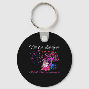 Funny Gnomes I'm A Survivor Breast Cancer Awarenes Key Ring