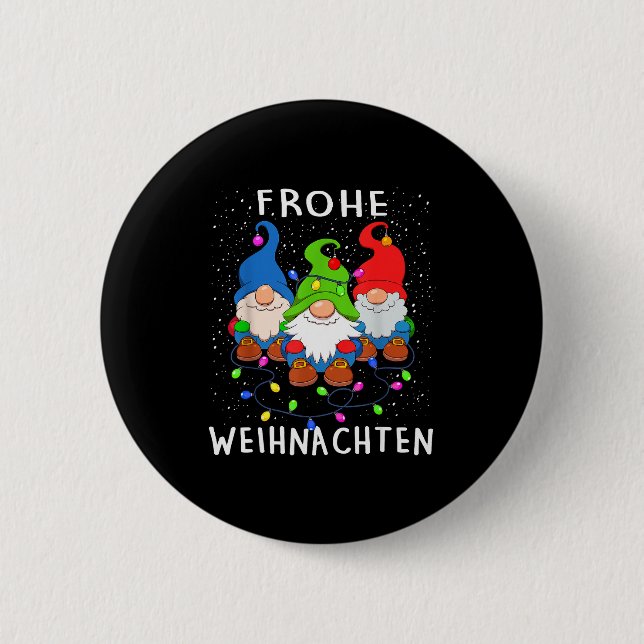 Funny Gnomes Merry Christmas Frohe Weihnachten  6 Cm Round Badge (Front)
