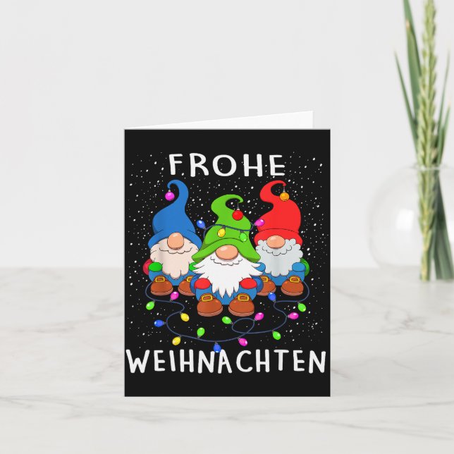 Funny Gnomes Merry Christmas Frohe Weihnachten  Card (Front)