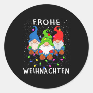 Funny Gnomes Merry Christmas Frohe Weihnachten  Classic Round Sticker