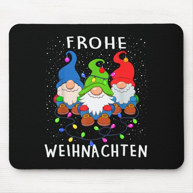 Funny Gnomes Merry Christmas Frohe Weihnachten  Mouse Mat (Front)