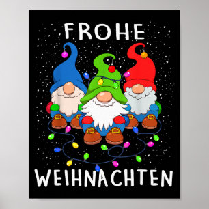 Funny Gnomes Merry Christmas Frohe Weihnachten  Poster