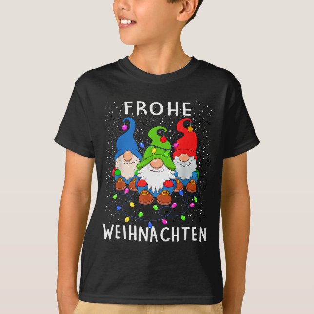 Funny Gnomes Merry Christmas Frohe Weihnachten  T-Shirt (Front)