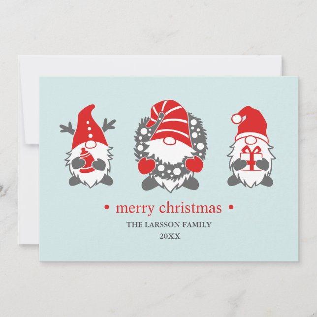 Funny Gnomes | Mint Christmas Holidays  Photo Holiday Card (Front)