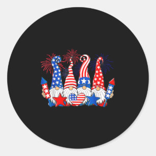 Funny Gnomes Patriotic American Flag Cute Gnomes 4 Classic Round Sticker