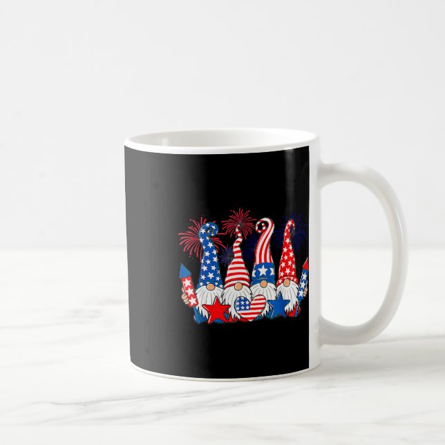 Funny Gnomes Patriotic American Flag Cute Gnomes 4 Coffee Mug (Right)