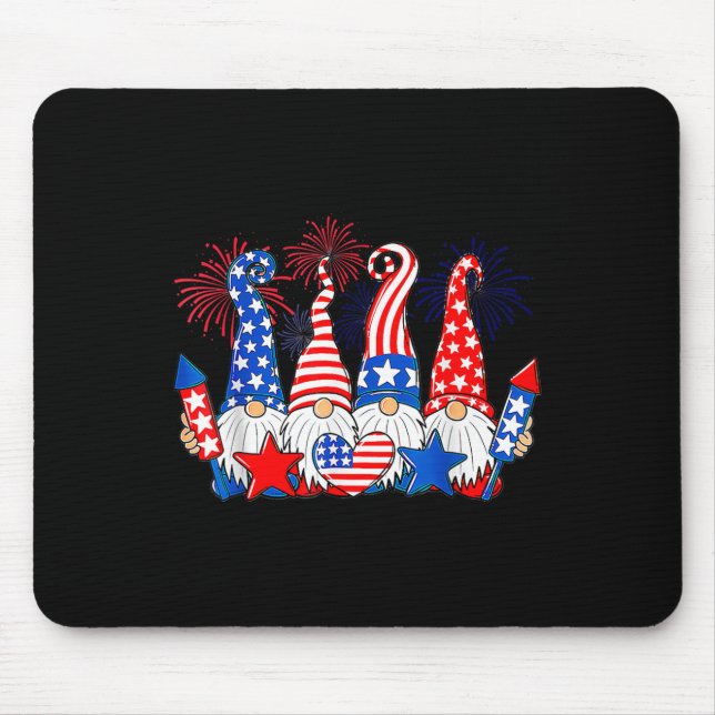 Funny Gnomes Patriotic American Flag Cute Gnomes 4 Mouse Mat (Front)