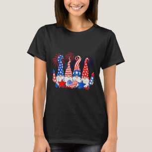Funny Gnomes Patriotic American Flag Cute Gnomes 4 T-Shirt