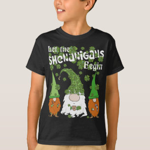 Funny Gnomes Shamrock Let Shenanigans Begin St Pat T-Shirt