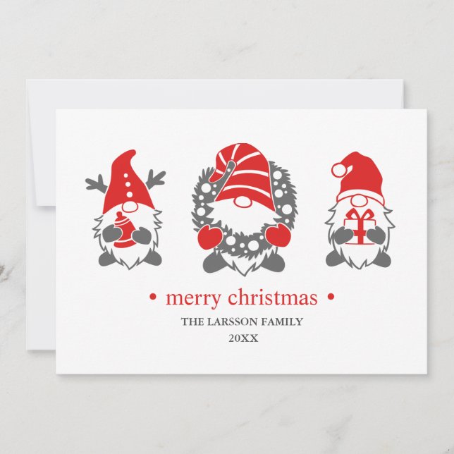Funny Gnomes | White Christmas Holidays  Photo Holiday Card (Front)