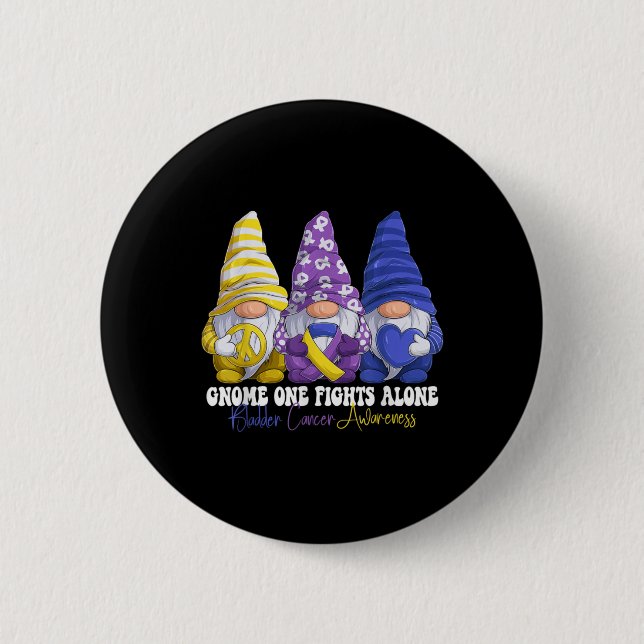 Funny Gnomies Bladder Cancer Awareness Month Purpl 6 Cm Round Badge (Front)