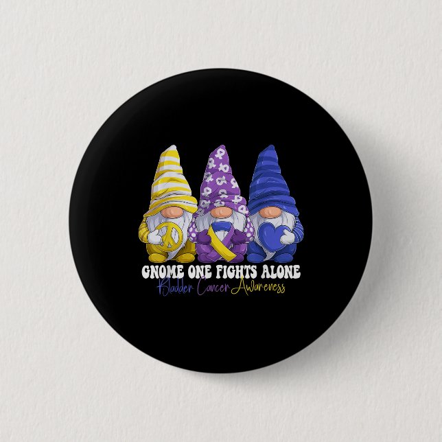 Funny Gnomies Bladder Cancer Awareness Month Purpl 6 Cm Round Badge (Front)