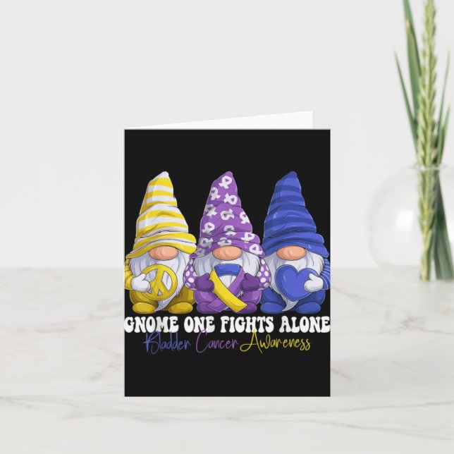 Funny Gnomies Bladder Cancer Awareness Month Purpl Card (Front)